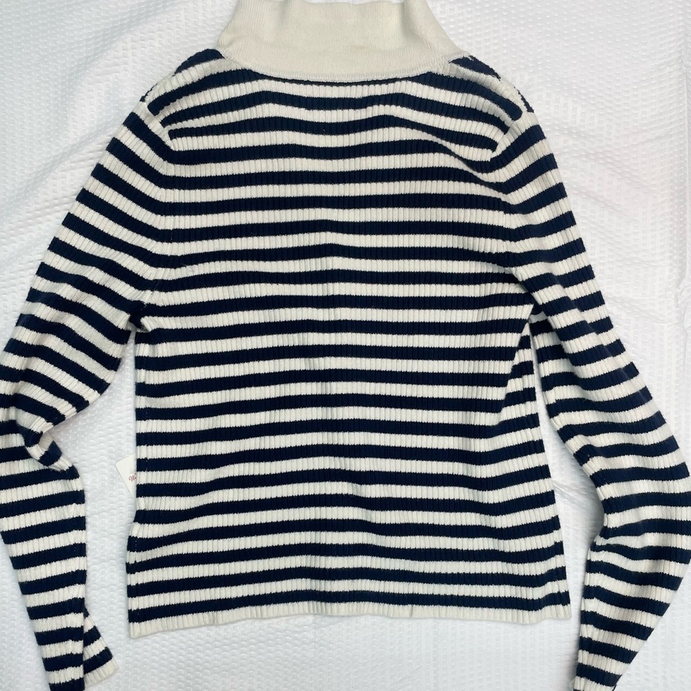 NWT Lucky Brand Navy and Cream Striped Long Sleeve Cardigan Size XL - Picture 7 of 9